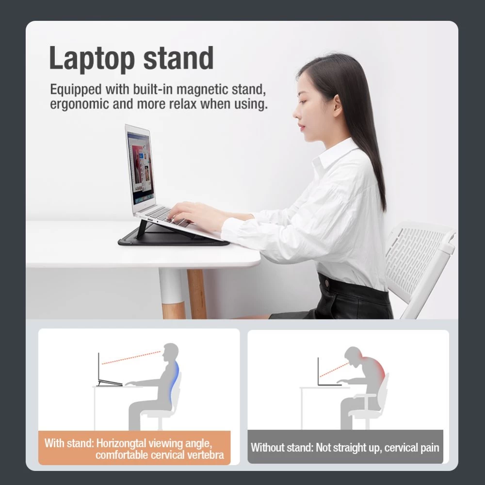 Apple MacBook Laptopfodral grå Nillkin Versatile Plus Laptop Sleeve Macbook 15.6-16.1 (Vegan Leather)