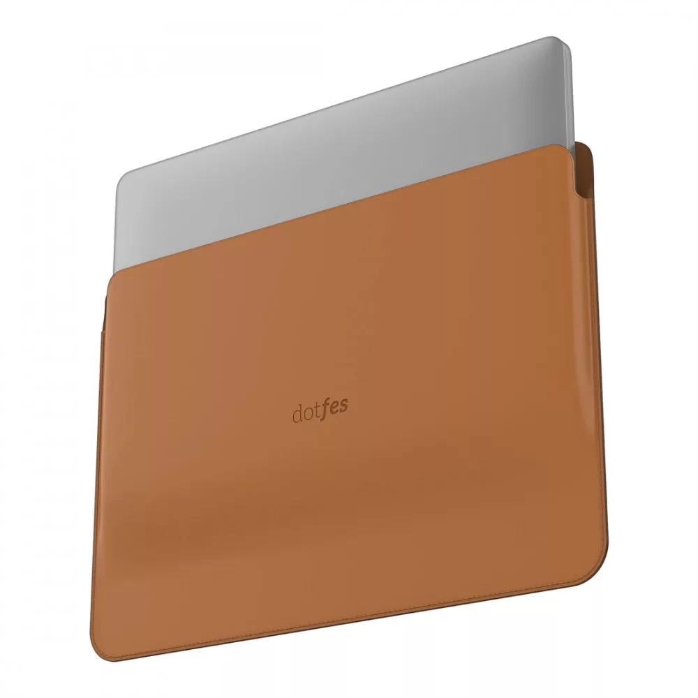 Apple MacBook Datora maciņš brūns DOTFES L03 Premium PU Leather Laptop Sleeve  15