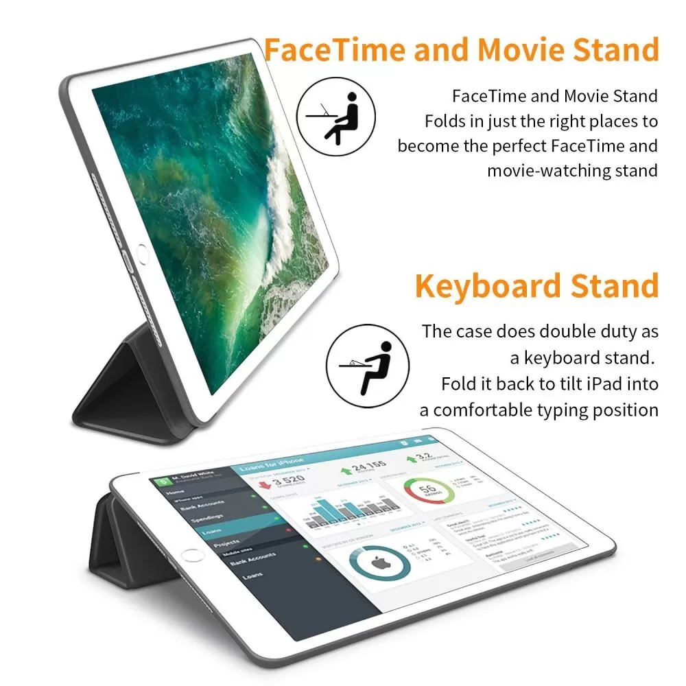 Apple iPad 9.7 (2017/2018) чехол для планшетa черный TECH-PROTECT SMARTCASE 2017/2018