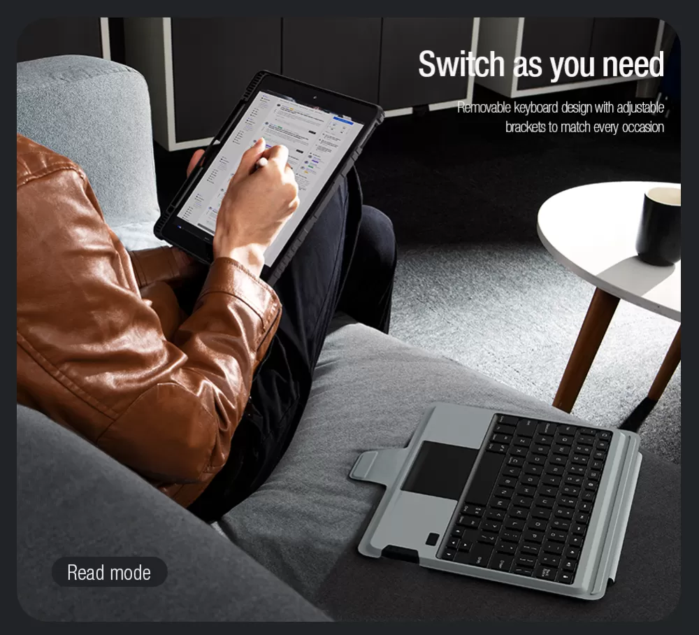 Apple iPad 10.2 (2019) maciņš melns NILLKIN BUMPER COMBO KEYBOARD (BACKLIT VERSION)