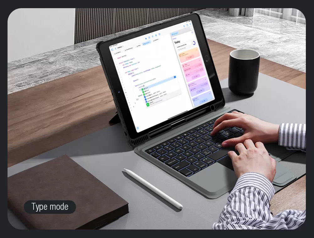 Apple iPad 10.2 (2019) maciņš melns NILLKIN BUMPER COMBO KEYBOARD (BACKLIT VERSION)