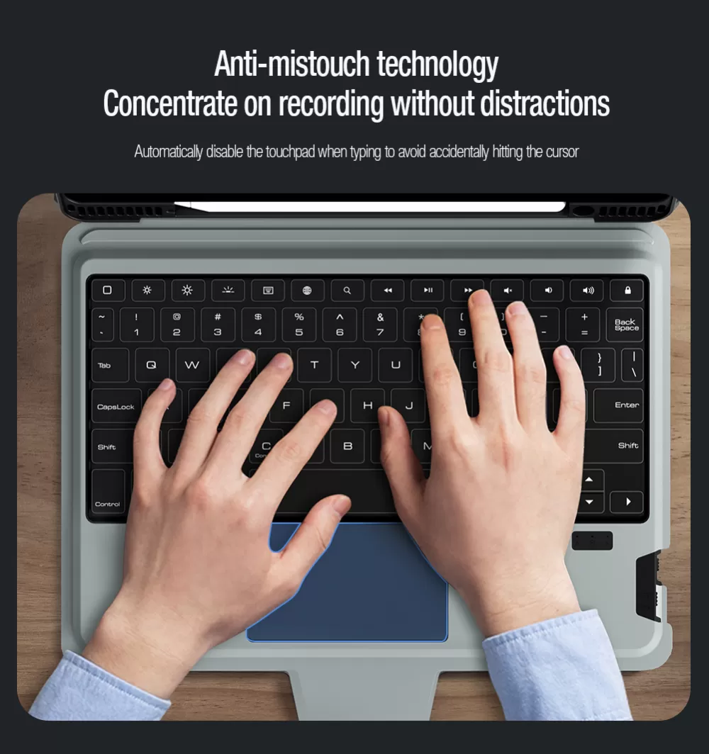 Apple iPad 10.2 (2019) maciņš melns NILLKIN BUMPER COMBO KEYBOARD (BACKLIT VERSION)