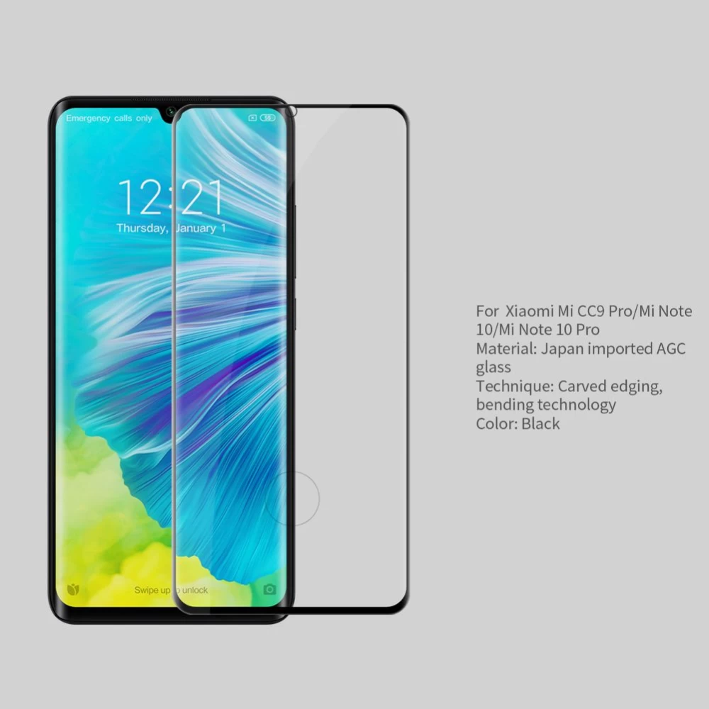 Xiaomi Mi Note 10 apsauginis stiklas  NILLKIN 3D CP+MAX Tempered Glass