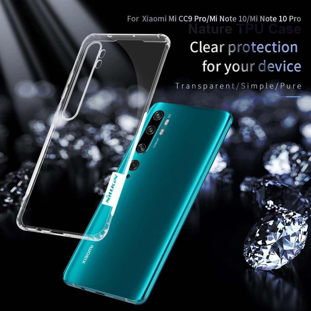 Xiaomi Mi Note 10 ümbris läbipaistev hall Nillkin TPU