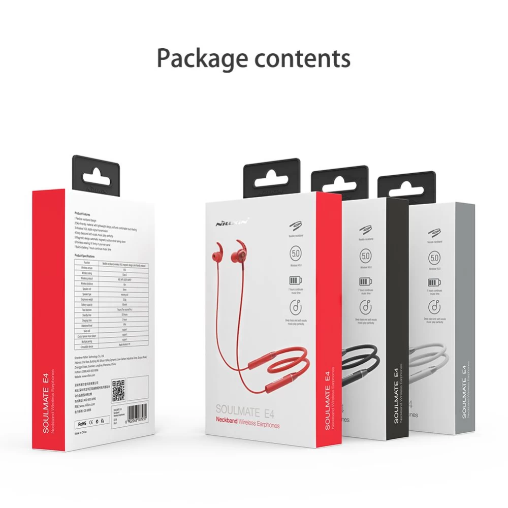  Bluetooth austiņas Nillkin SOULMATE E4 Red bezvadu  sarkans