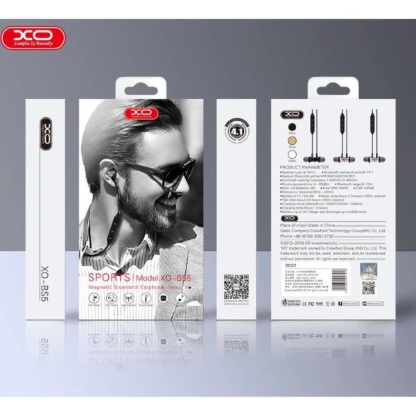Priedai Bluetooth ausinės XO MOBILE Sports Earphones  sidabrinis