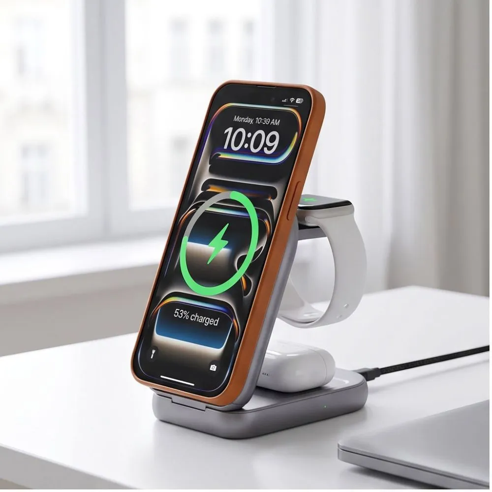 Bezvadu lādētājs  TECH-PROTECT A53 3IN1 MAGNETIC MAGSAFE WIRELESS CHARGER 25W QI2.2 Viedierīču 