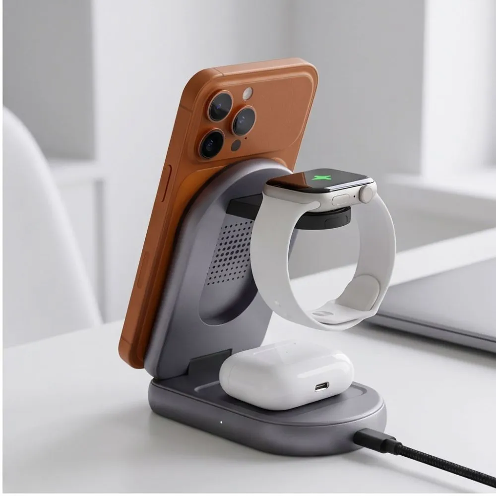 Bezvadu lādētājs  TECH-PROTECT A53 3IN1 MAGNETIC MAGSAFE WIRELESS CHARGER 25W QI2.2 Viedierīču 