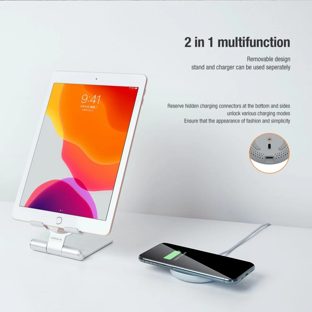 Bezvadu lādētājs  Nillkin PowerHold Mini Wireless Charging Stand pelēks