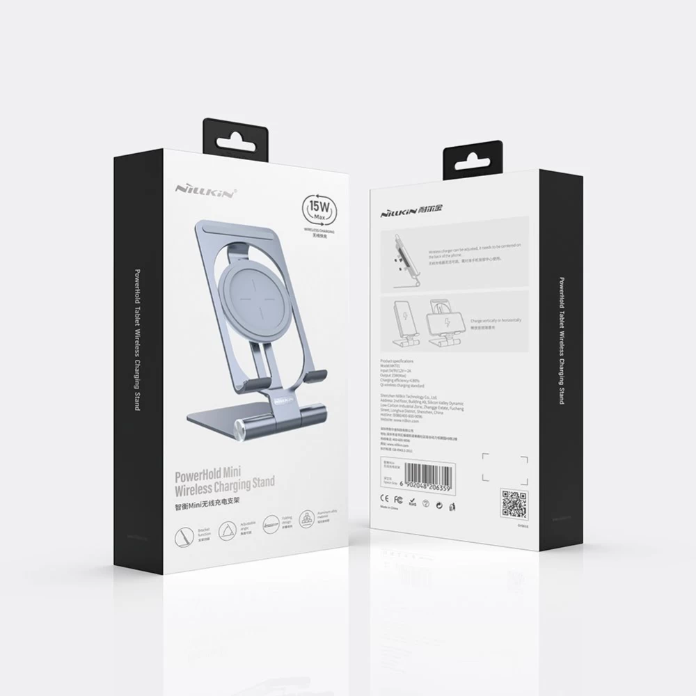 Bezvadu lādētājs  Nillkin PowerHold Mini Wireless Charging Stand pelēks