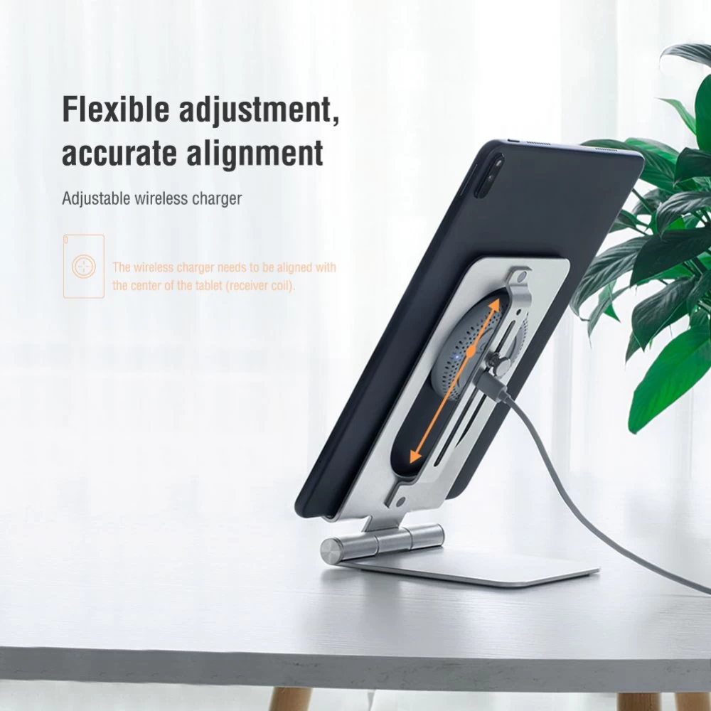 Bezvadu lādētājs  Nillkin PowerHold Tablet Wireless Charging Stand sudraba