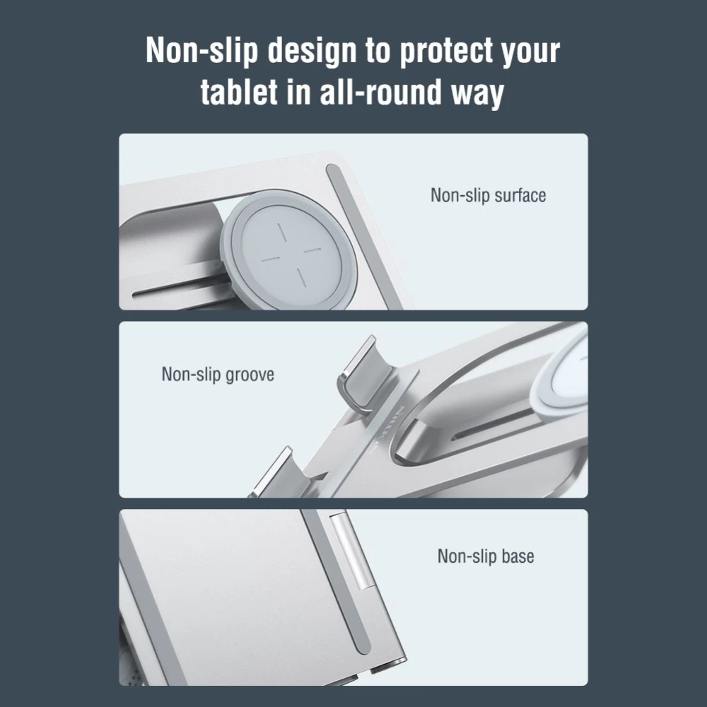 Bezvadu lādētājs  Nillkin PowerHold Tablet Wireless Charging Stand sudraba