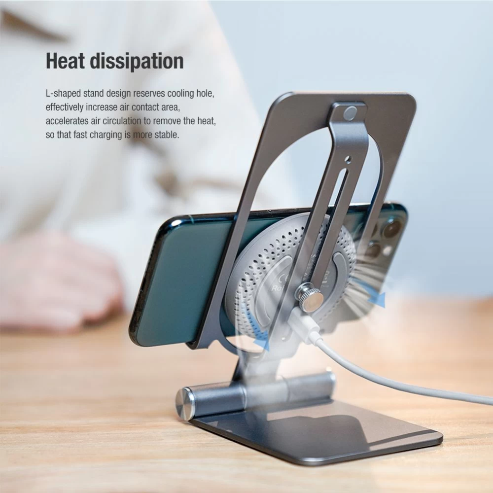 Bezvadu lādētājs  Nillkin PowerHold Mini Wireless Charging Stand sudraba