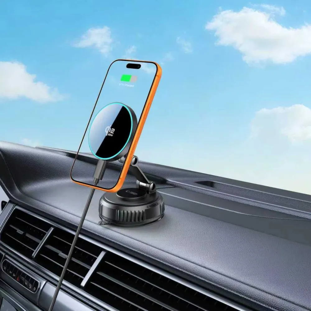 Bezvadu lādētājs  TECH-PROTECT MM25W-V8 QI2.2 MAGNETIC MAGSAFE WINDSHIELD & DASHBOARD CAR MOUNT WIRELESS CHARGER 25W Viedierīču 