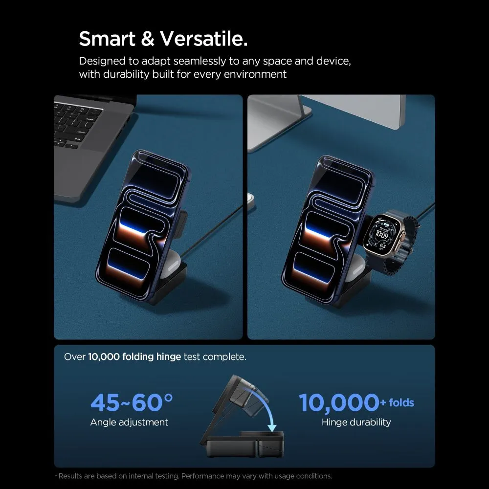 Bezvadu lādētājs  SPIGEN EF323MQ ESSENTIAL 3IN1 MAGNETIC MAGSAFE WIRELESS CHARGER 25W QI2.2 Viedierīču 
