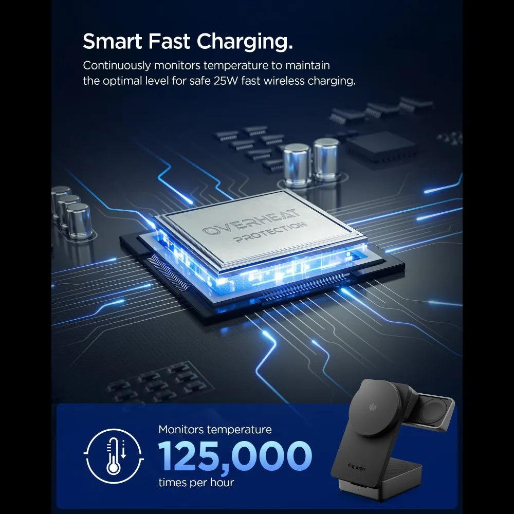 Bezvadu lādētājs  SPIGEN EF323MQ ESSENTIAL 3IN1 MAGNETIC MAGSAFE WIRELESS CHARGER 25W QI2.2 Viedierīču 