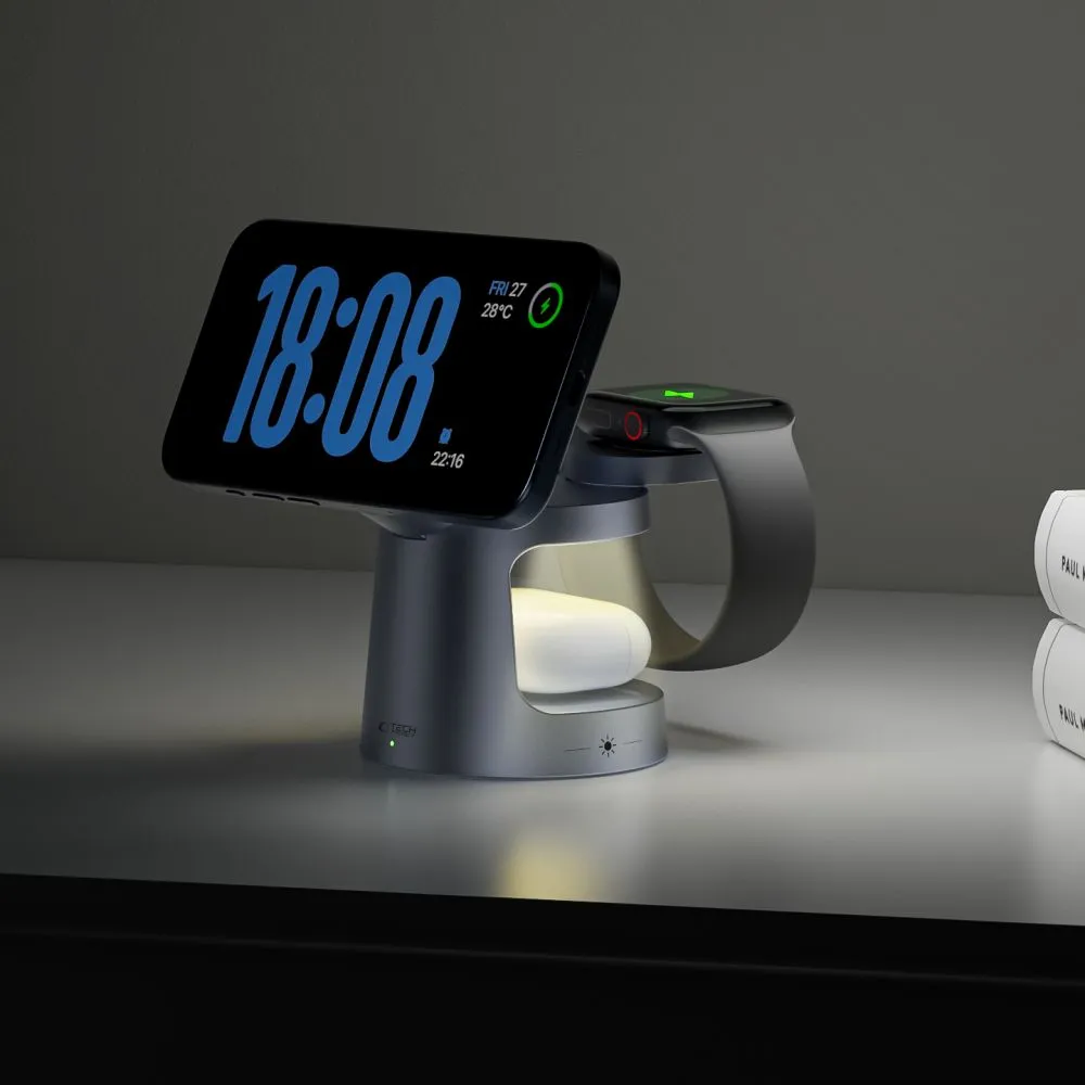 Bezvadu lādētājs  TECH-PROTECT A48 3IN1 MAGNETIC MAGSAFE WIRELESS CHARGER 25W QI2.2 Viedierīču 