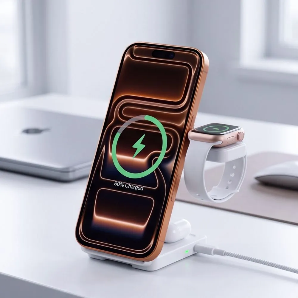 Bezvadu lādētājs  TECH-PROTECT A56 3IN1 MAGNETIC MAGSAFE WIRELESS CHARGER 25W QI2.2 Viedierīču 
