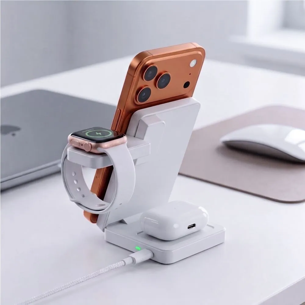 Bezvadu lādētājs  TECH-PROTECT A56 3IN1 MAGNETIC MAGSAFE WIRELESS CHARGER 25W QI2.2 Viedierīču 