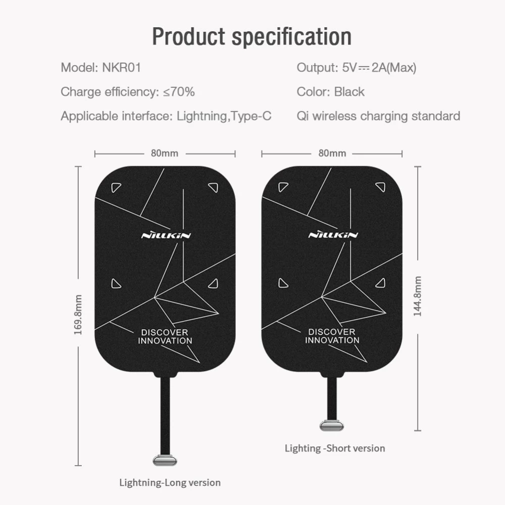 Bezvadu lādētājs  Nillkin Magic Tag Plus Wireless Charging Receiver Lightning Port (Short)
