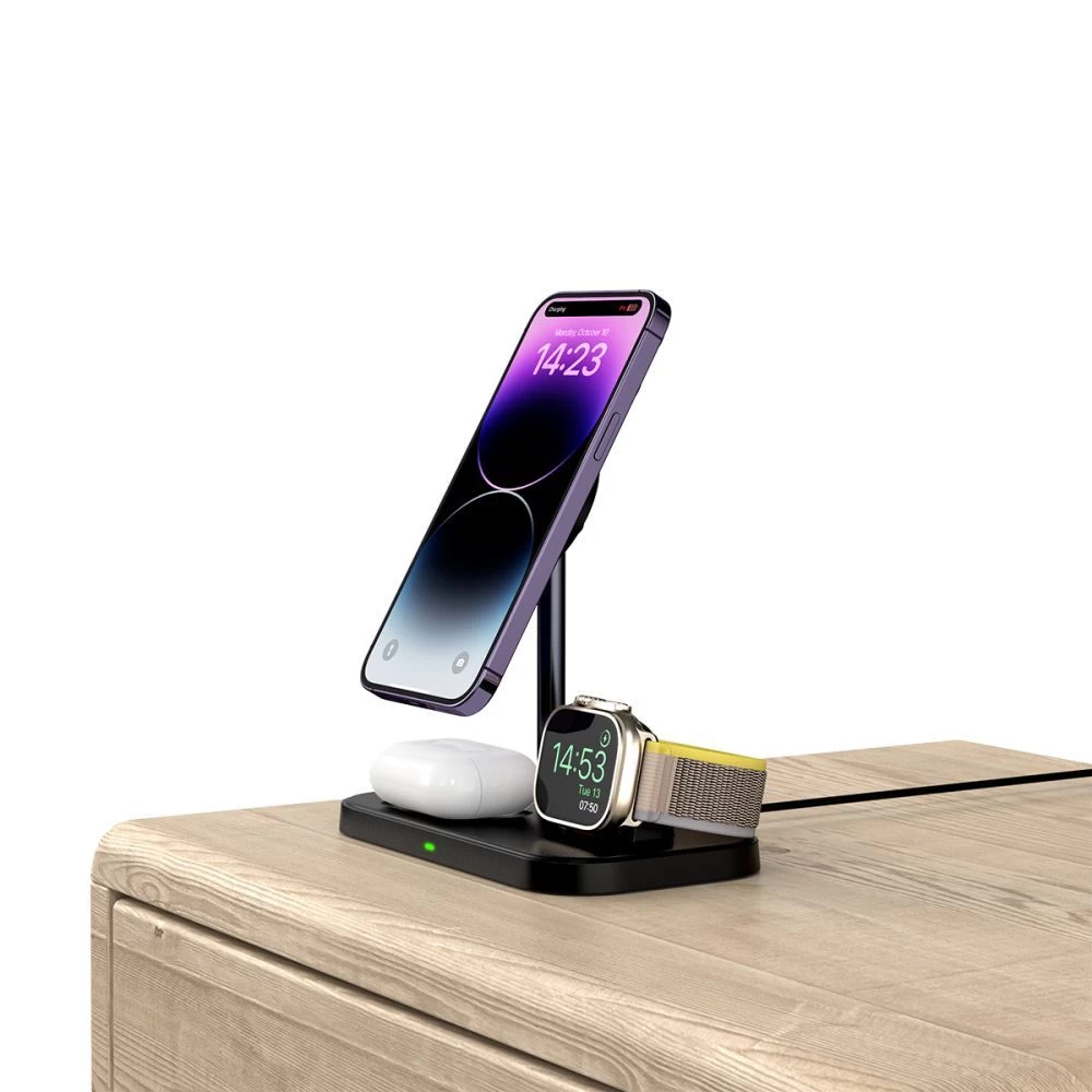 Bezvadu lādētājs  TECH-PROTECT QI15W A22 3IN1 MAGNETIC MAGSAFE WIRELESS CHARGER balts