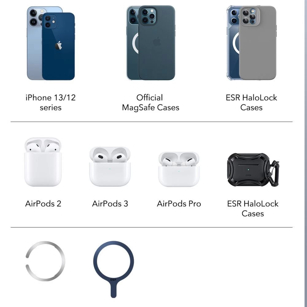 Bezvadu lādētājs  ESR HALOLOCK 2IN1 CRYOBOOST MAGNETIC MAGSAFE WIRELESS CHARGER balts