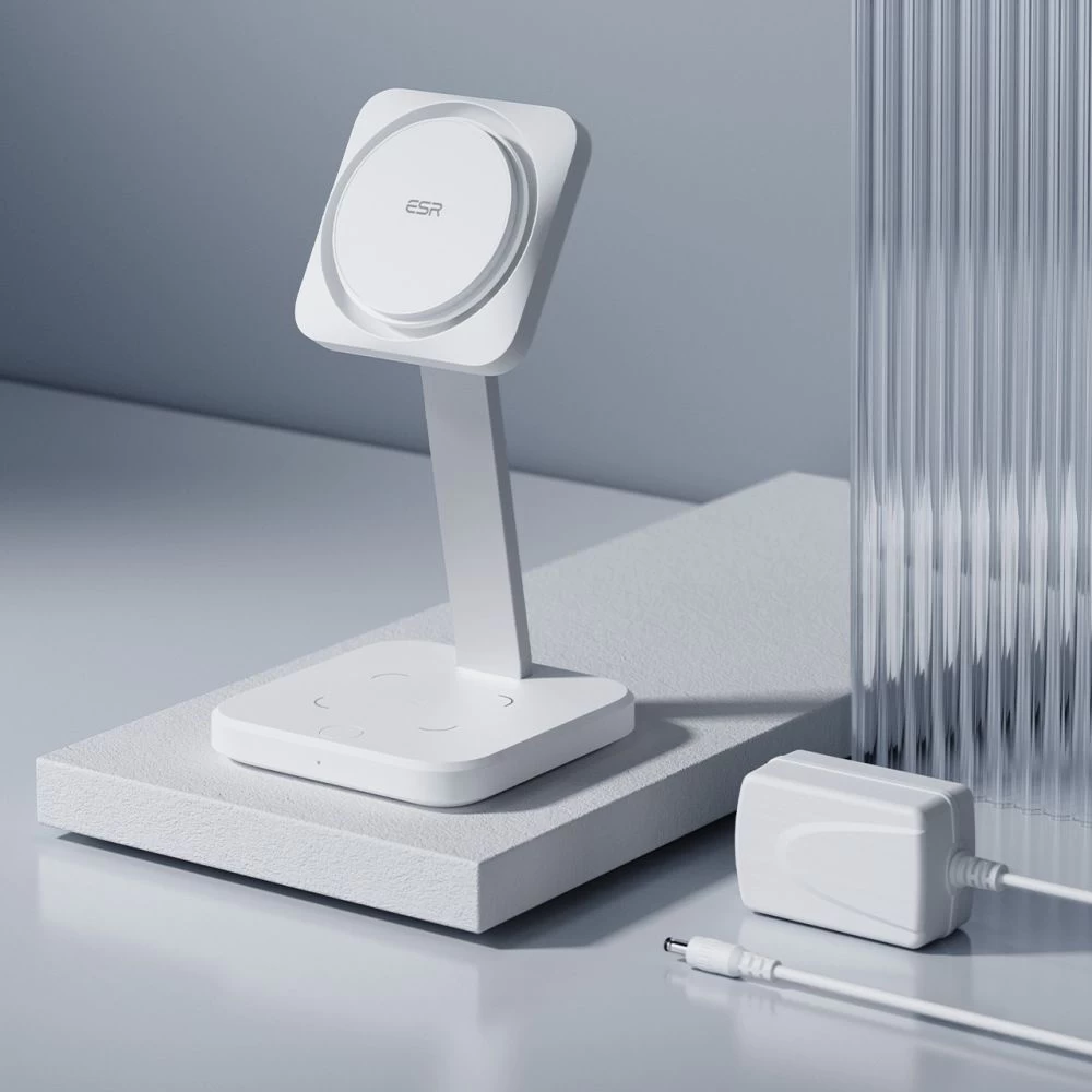 Bezvadu lādētājs  ESR HALOLOCK 2IN1 CRYOBOOST MAGNETIC MAGSAFE WIRELESS CHARGER balts