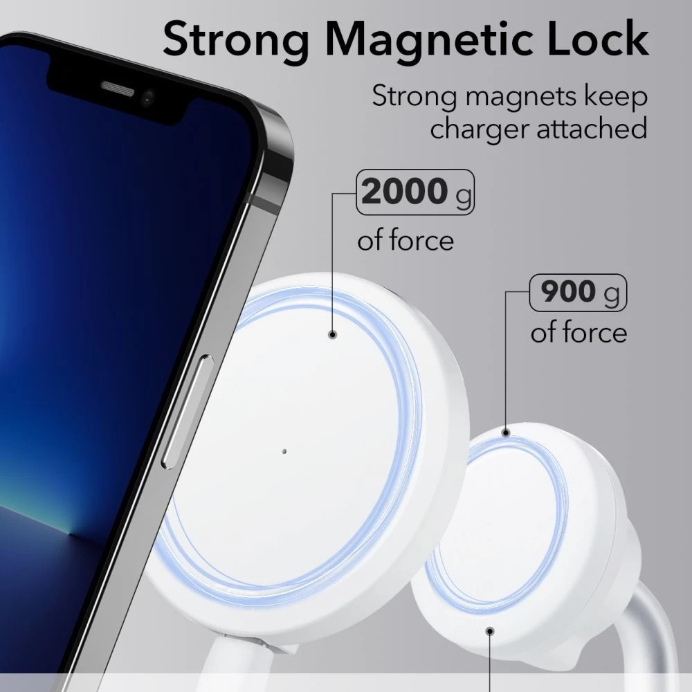 Bezvadu lādētājs  ESR HALOLOCK SHIFT MAGNETIC MAGSAFE WIRELESS CHARGER balts