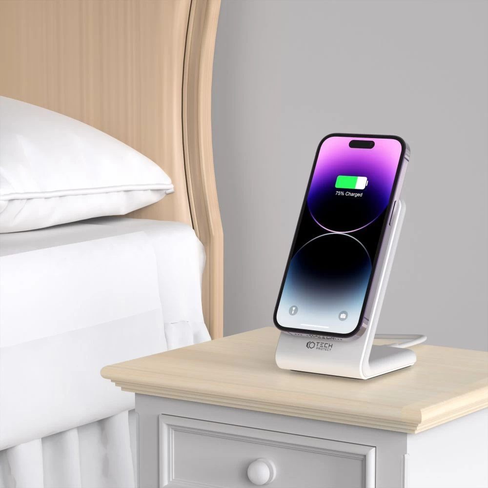 Bezvadu lādētājs  TECH-PROTECT QI15W-A23 MAGNETIC MAGSAFE WIRELESS CHARGER balts