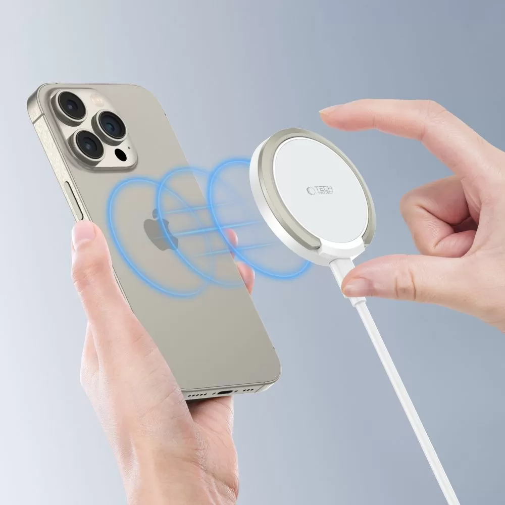 Bezvadu lādētājs  TECH-PROTECT QI15W-A33 MAGNETIC MAGSAFE WIRELESS CHARGER balts