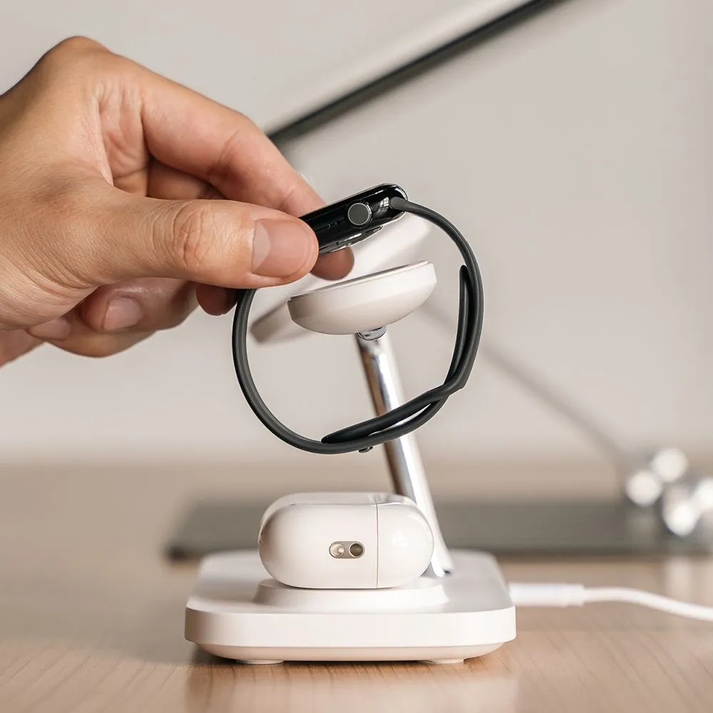 Bezvadu lādētājs  RINGKE 3IN1 QI2 MAGNETIC MAGSAFE WIRELESS CHARGER balts