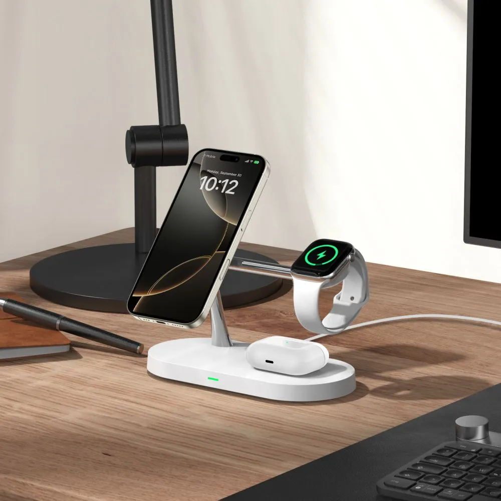 Bezvadu lādētājs  TECH-PROTECT A12 3IN1 MAGNETIC MAGSAFE WIRELESS CHARGER balts