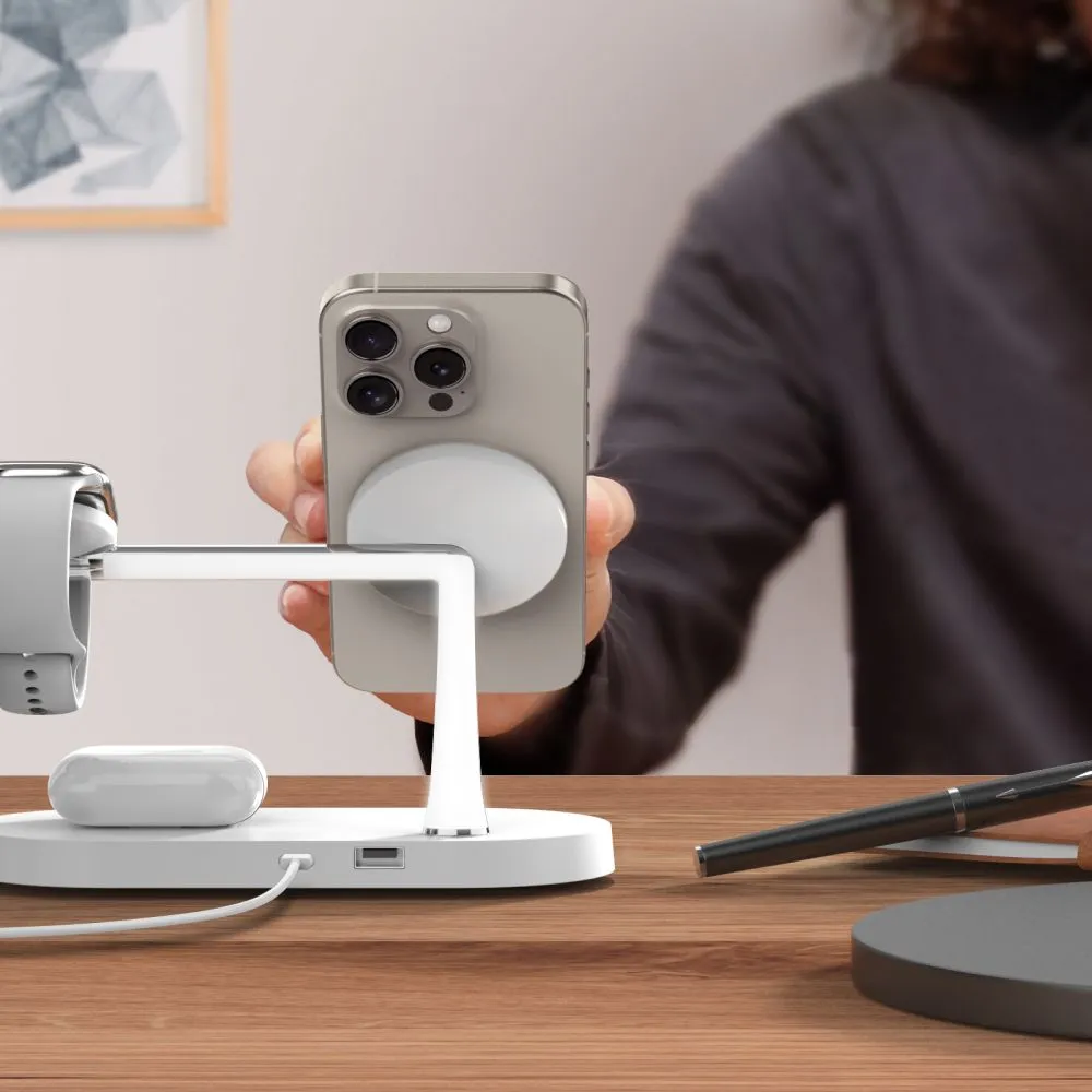Bezvadu lādētājs  TECH-PROTECT A12 3IN1 MAGNETIC MAGSAFE WIRELESS CHARGER balts