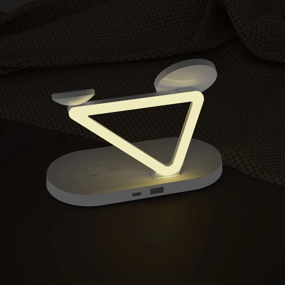 Bezvadu lādētājs  TECH-PROTECT QI15W-A41 3IN1 MAGNETIC MAGSAFE WIRELESS CHARGER balts