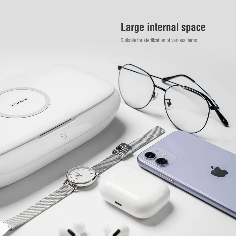 Bezvadu lādētājs  Nillkin FlashPure UV Sanitizing Box w Wireless Charger balts