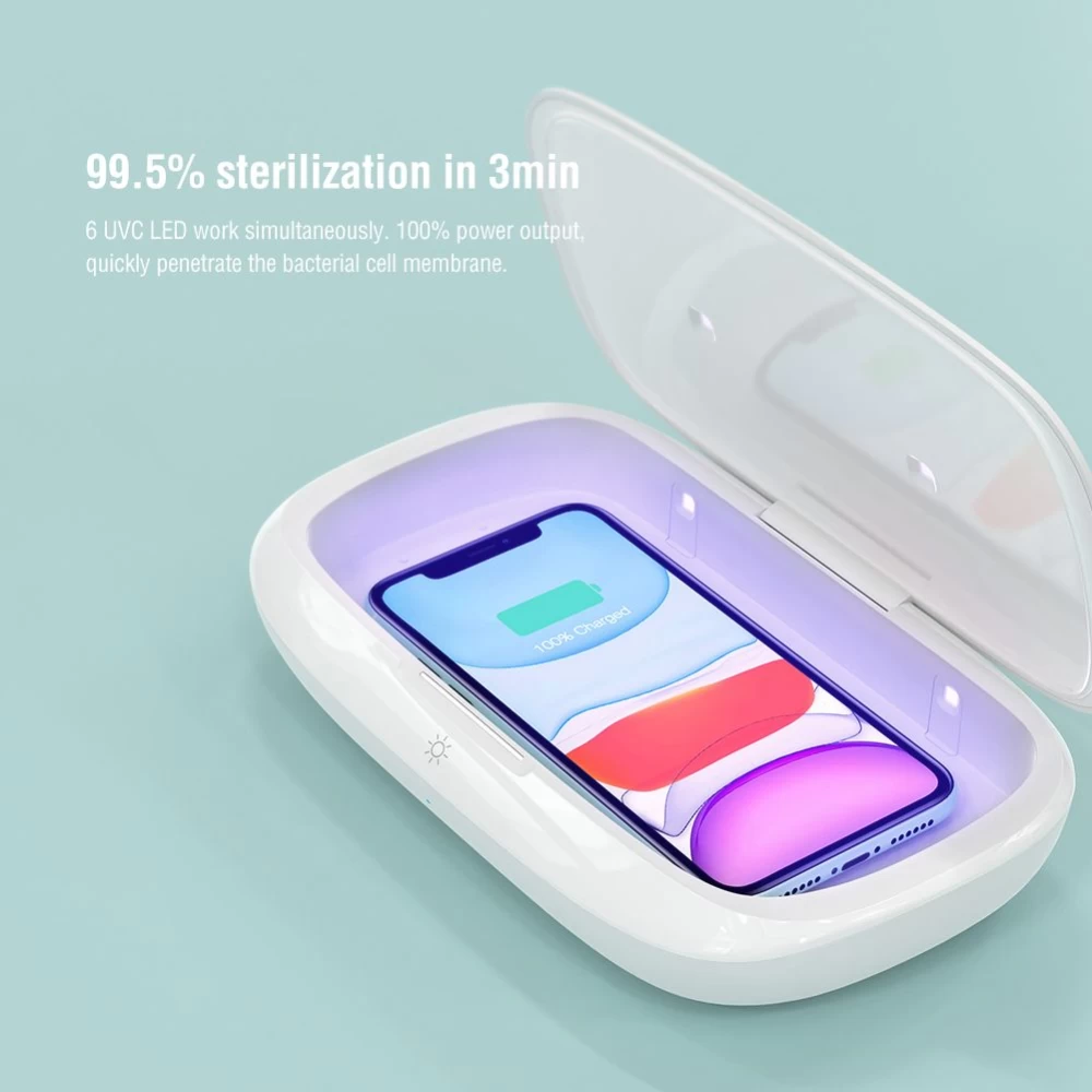 Bezvadu lādētājs  Nillkin FlashPure UV Sanitizing Box w Wireless Charger balts