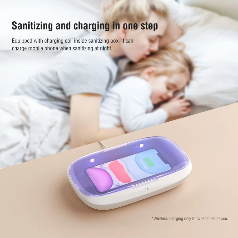 Bezvadu lādētājs  Nillkin FlashPure UV Sanitizing Box w Wireless Charger balts