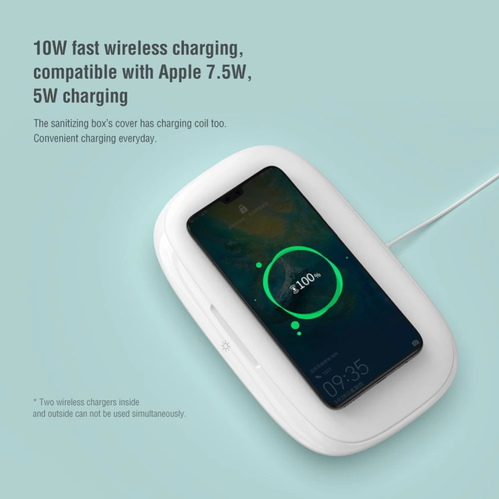Bezvadu lādētājs  Nillkin FlashPure UV Sanitizing Box w Wireless Charger balts