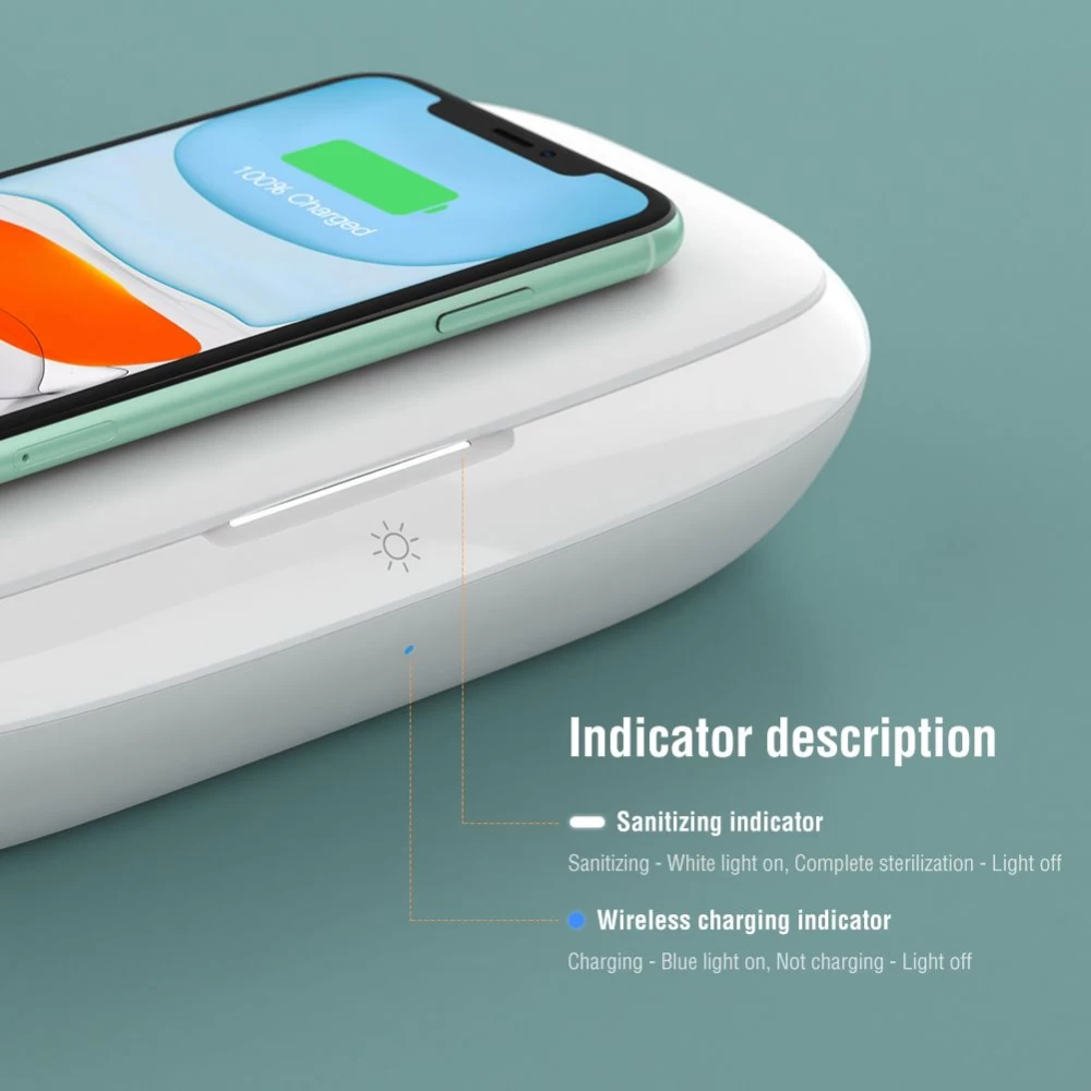 Bezvadu lādētājs  Nillkin FlashPure UV Sanitizing Box w Wireless Charger balts