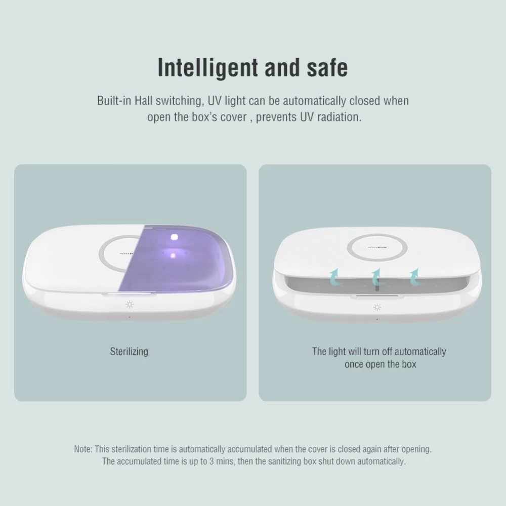 Bezvadu lādētājs  Nillkin FlashPure UV Sanitizing Box w Wireless Charger balts