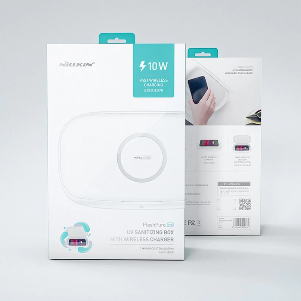 Bezvadu lādētājs  Nillkin FlashPure UV Sanitizing Box w Wireless Charger balts