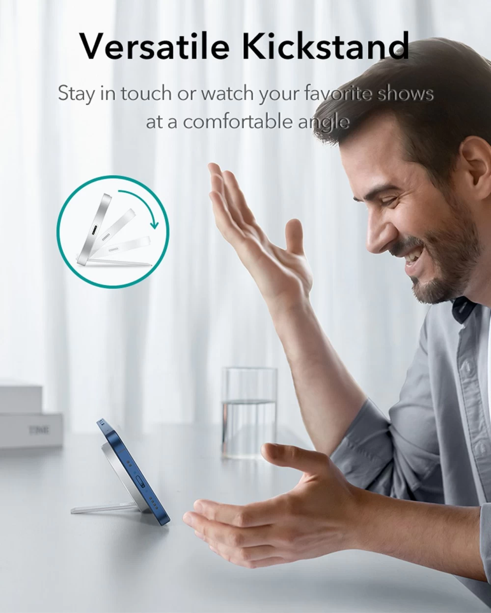 Bezvadu lādētājs  ESR HaloLock Kickstand Magnetic Wireless Charger balts