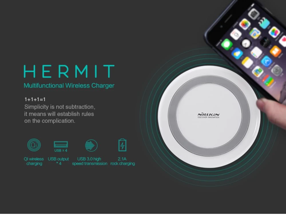 Bezvadu lādētājs  NILLKIN Hermit Multifunctional wireless charger balts