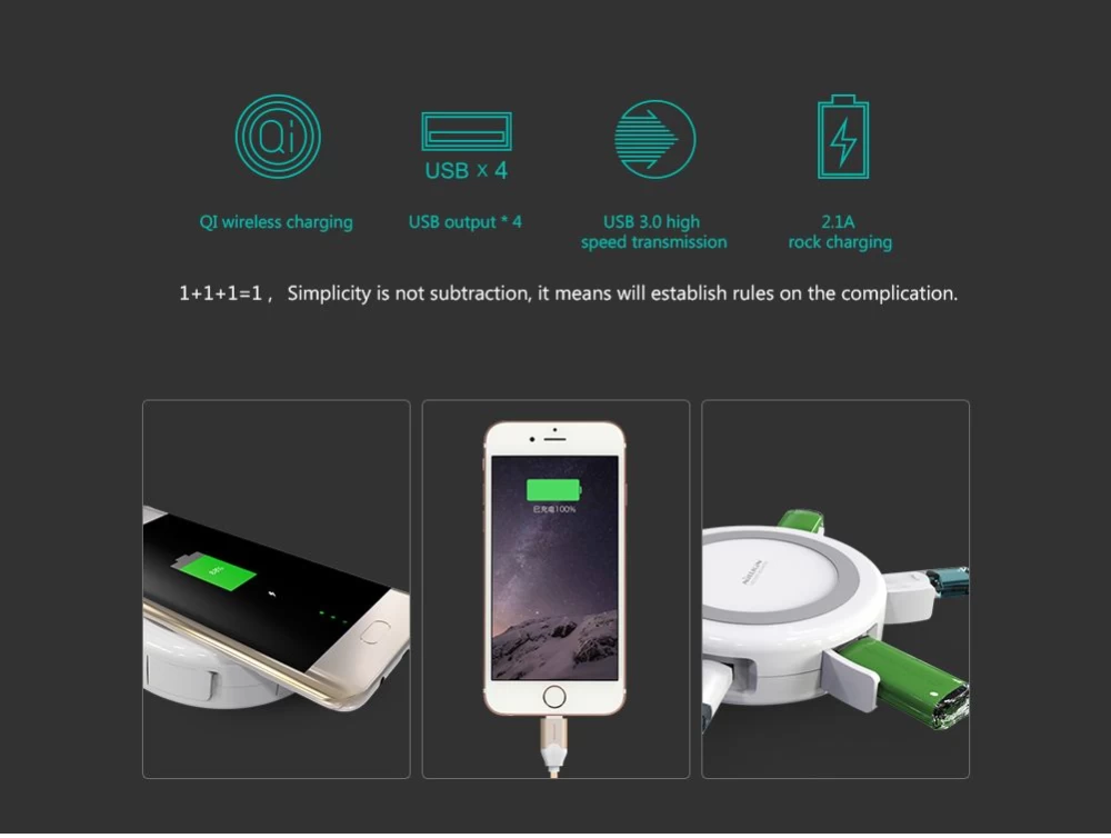 Bezvadu lādētājs  NILLKIN Hermit Multifunctional wireless charger balts