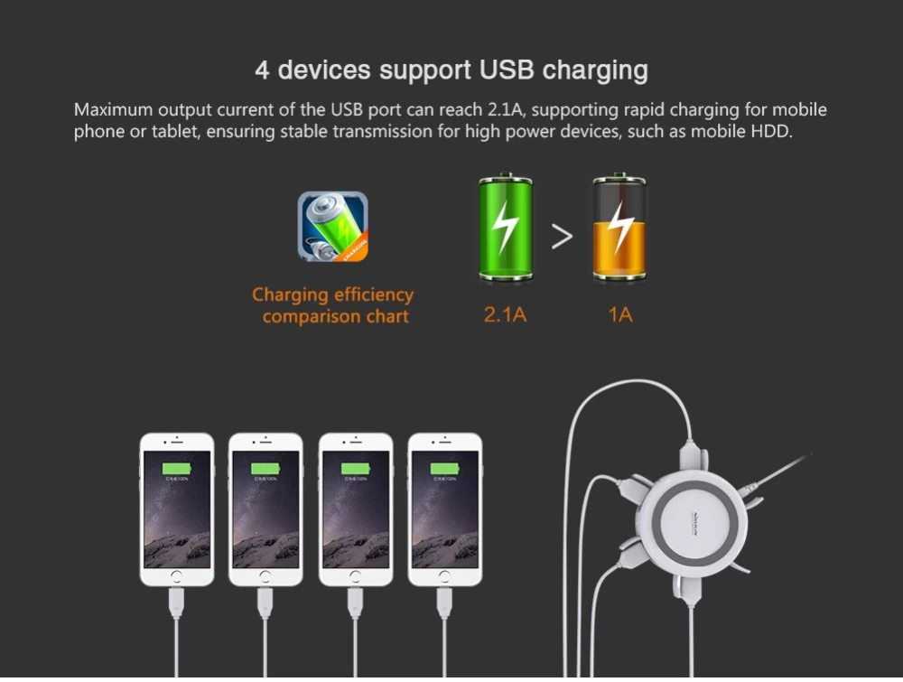 Bezvadu lādētājs  NILLKIN Hermit Multifunctional wireless charger balts