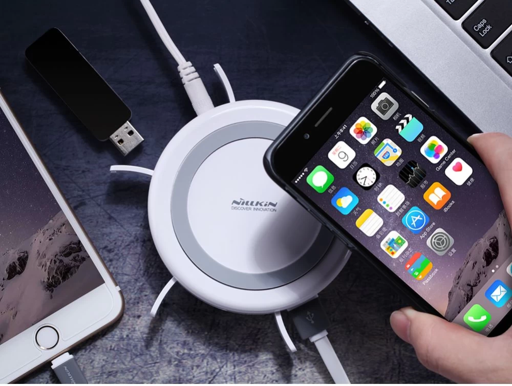 Bezvadu lādētājs  NILLKIN Hermit Multifunctional wireless charger balts