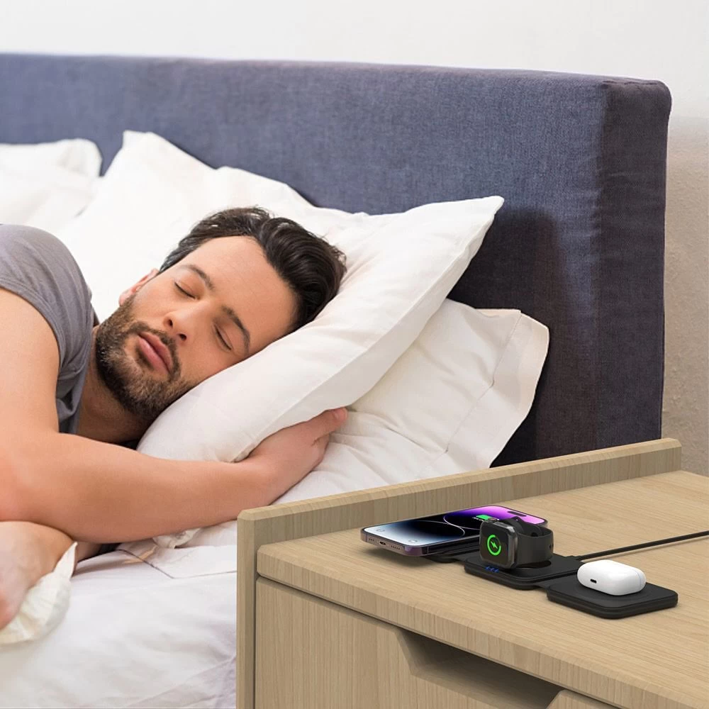 Bezvadu lādētājs  TECH-PROTECT QI15W-A24 3IN1 MAGNETIC MAGSAFE WIRELESS CHARGER melns