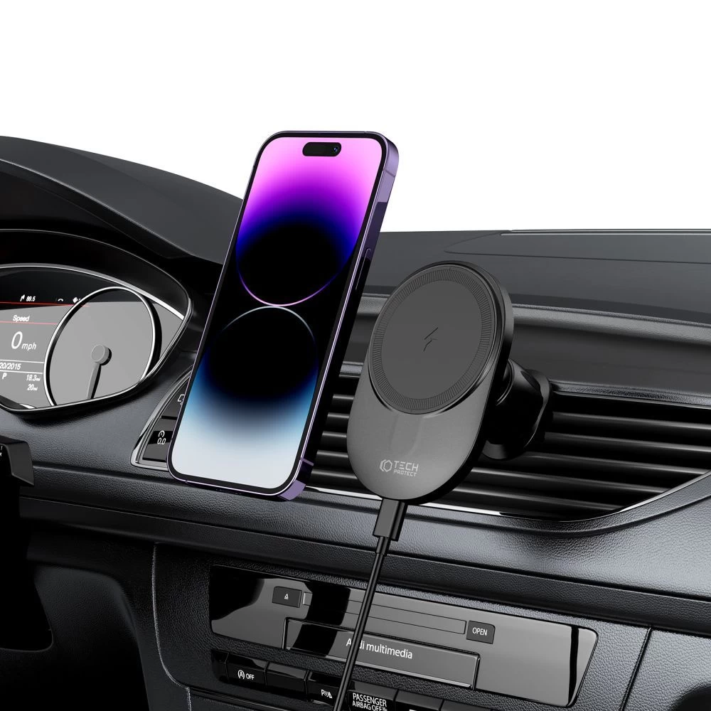 Trådlösa laddare  TECH-PROTECT MM15W-V1 MAGNETIC MAGSAFE VENT CAR MOUNT WIRELESS CHARGER 15W svart