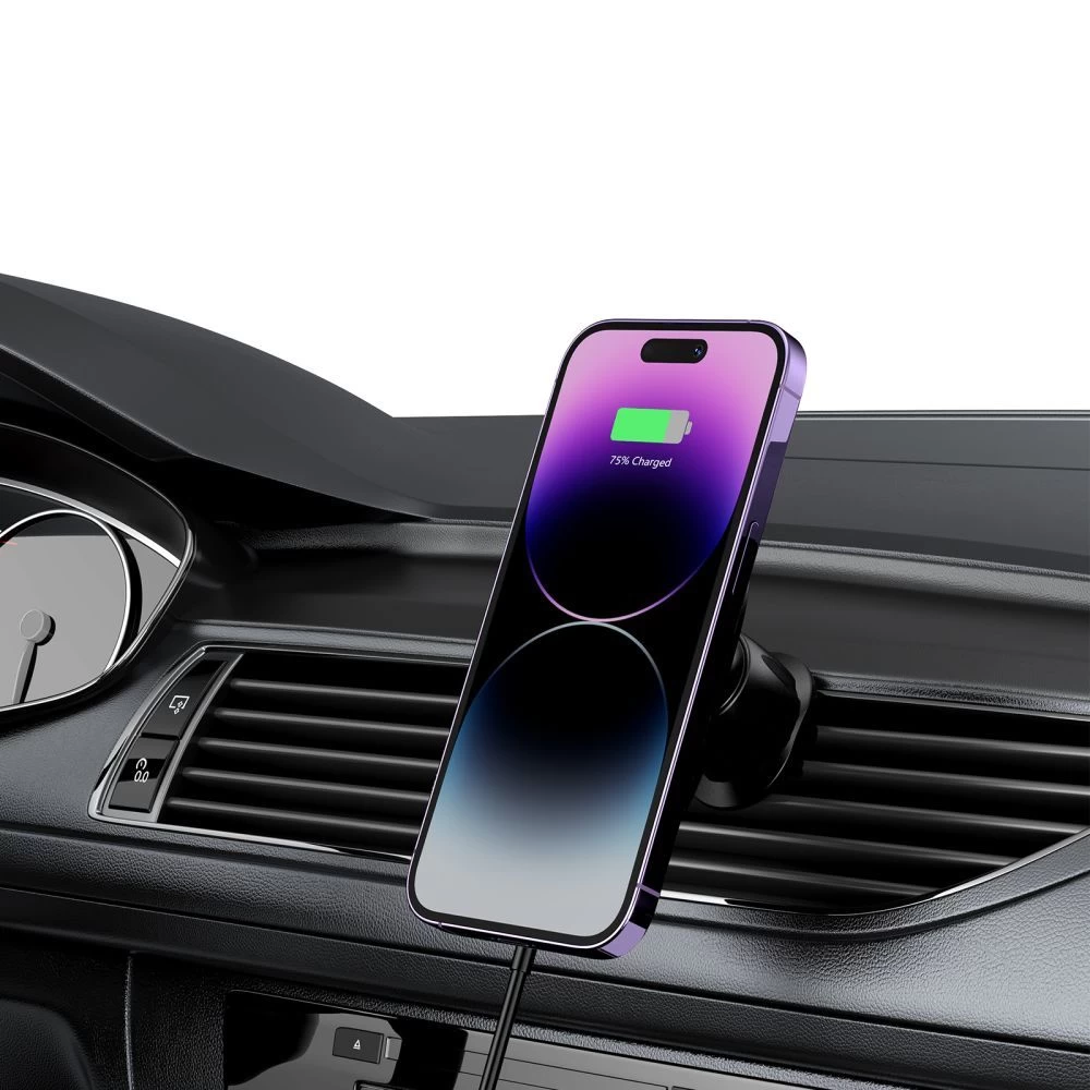 Trådlösa laddare  TECH-PROTECT MM15W-V1 MAGNETIC MAGSAFE VENT CAR MOUNT WIRELESS CHARGER 15W svart
