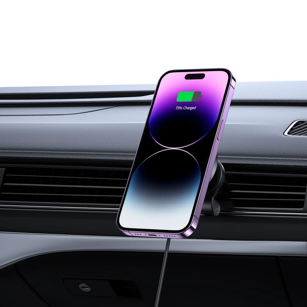Trådlösa laddare  TECH-PROTECT MM15W-V5 MAGNETIC MAGSAFE VENT CAR MOUNT WIRELESS CHARGER 15W svart